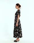 SIXDO G-Black Silk Flared Dress for Women